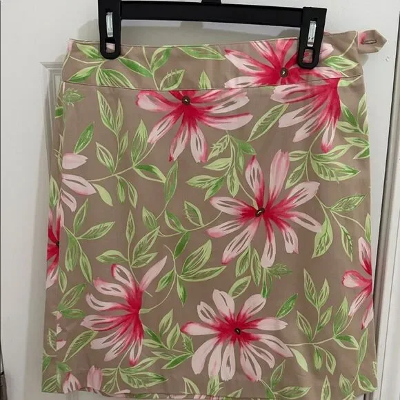 Talbots Yellow Palm and Floral Mini Skirt Set size 10 - Picture 5 of 8